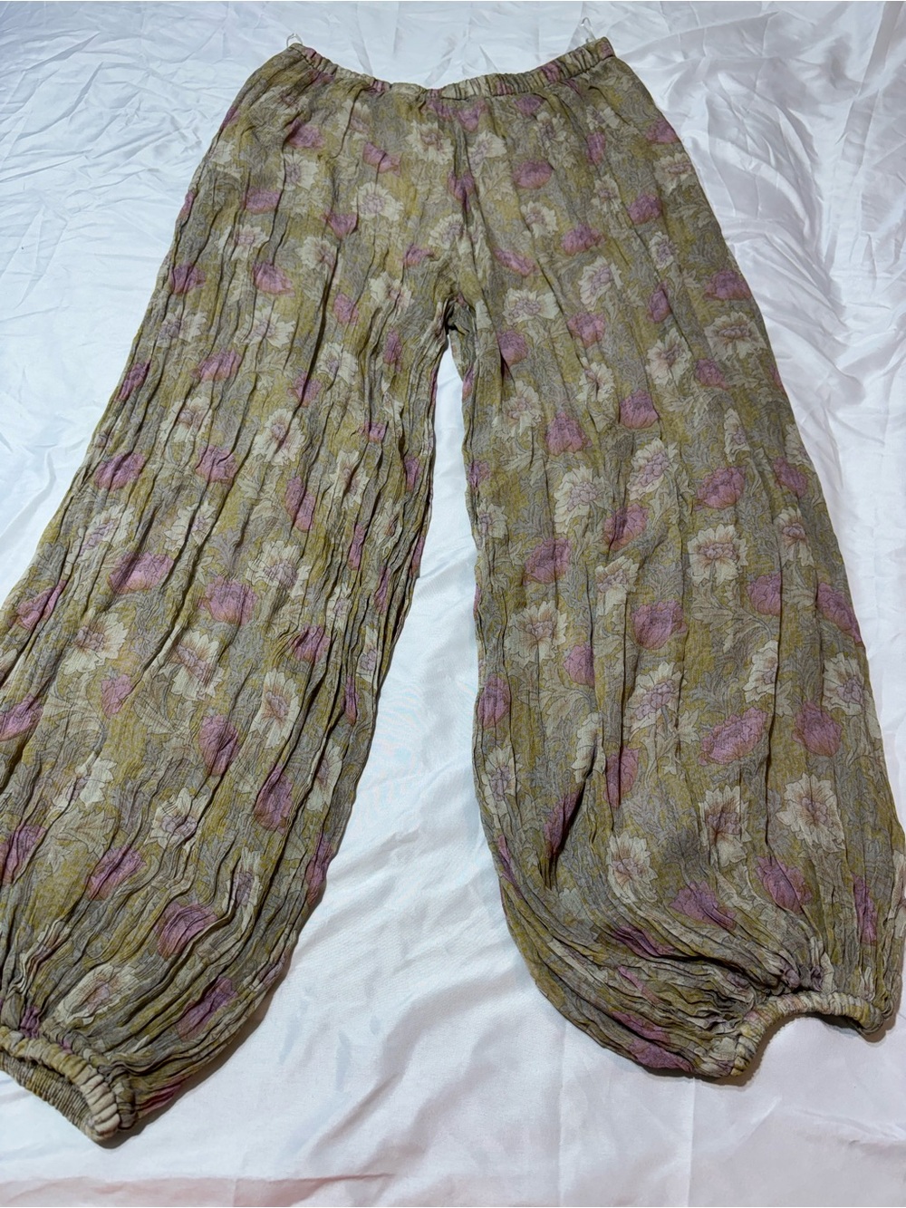 Zara ZW Collection Semi Sheer Floral Balloon Pants M - Picture 6 of 12